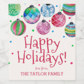 Vakankerfeestdag Ornament Wijn Etiket (Enkel label)