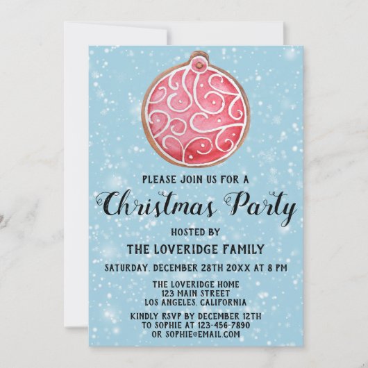 Vakankerfeestdag Red Ball Cookie Blue Snow Kaart (Voorkant)