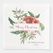 Vakankerkerfeestdag Rood Waterverf Botanische kers Servet (Voorkant)