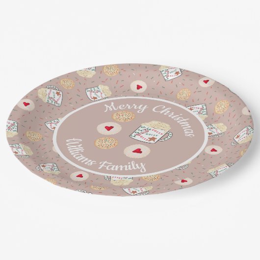 Vakankerkoekjes en warme cacao papieren bordje (Gekanteld)