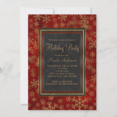 Vakanpartij: Rode marmer Gold Snowflakes Kaart (Voorkant)