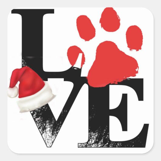 Vakantia Santapaws - Afdrukken met kerstklep Vierkante Sticker (Voorkant)