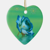 Vakantiblauw Roos Keramisch Ornament (Rechts)