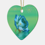 Vakantiblauw Roos Keramisch Ornament (Links)