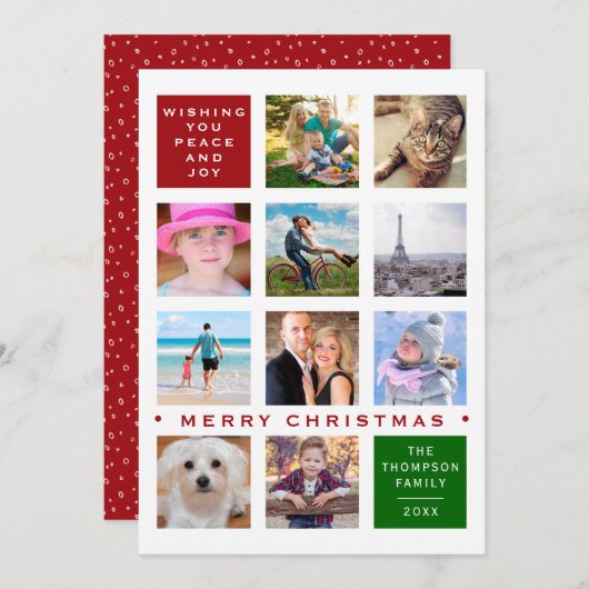 Vakantie 12 Foto Aangepaste Collage Feestdagenkaart (Voorkant / Achterkant)