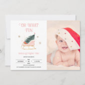 Vakantie 1e Verjaardag Meisje Fotouitnodiging Kaart (Voorkant)