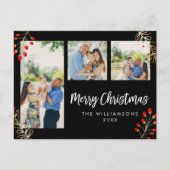 Vakantie 3 fotokaart | Rode bessen en gouden blade Feestdagenkaart (Voorkant)