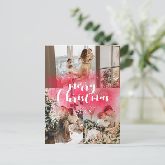 Vakantie 3 Foto's | Moderne feestdagen Briefkaart (Staand voorkant)