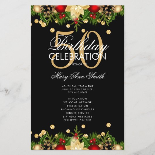 Vakantie 50e verjaardag Programma Gold met menu (Voorkant)