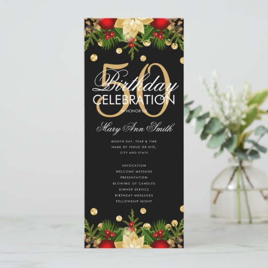 Vakantie 50e verjaardag Programma Gold met menu (Staand voorkant)