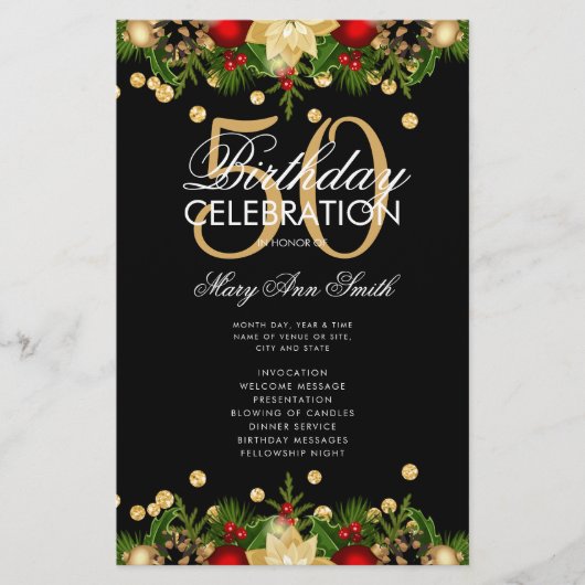 Vakantie 50e verjaardag Programma Gold met menu (Voorkant)