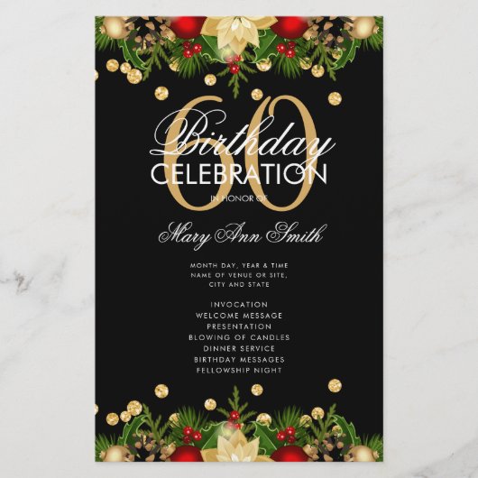 Vakantie 60e verjaardag Programma Gold met menu (Voorkant)