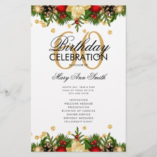 Vakantie 60e verjaardag Programma Gold met menu (Voorkant)