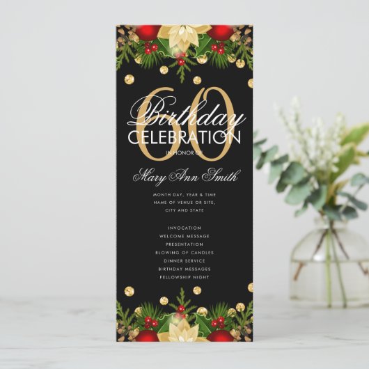 Vakantie 60e verjaardag Programma Gold met menu (Staand voorkant)