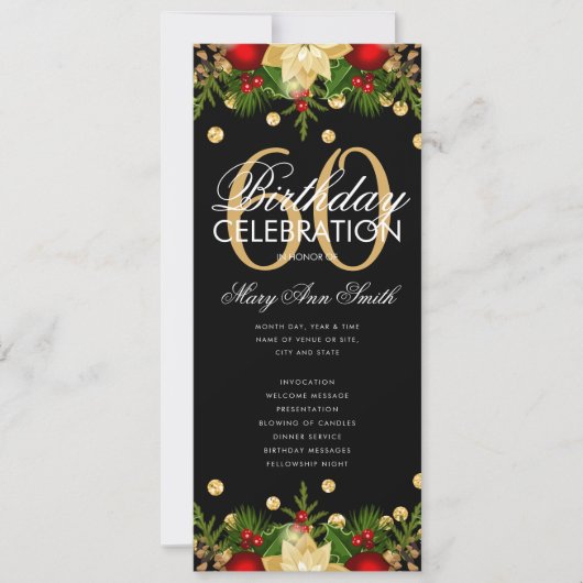 Vakantie 60e verjaardag Programma Gold met menu (Voorkant)