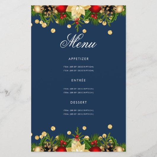 Vakantie 60e verjaardag Programma Gold Navy Menu (Achterkant)