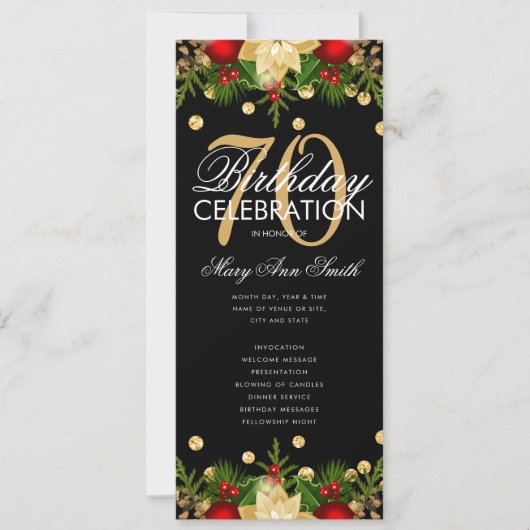 Vakantie 70e verjaardag Programma Gold met menu (Voorkant)