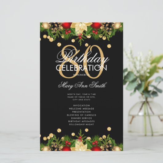 Vakantie 80e verjaardag Party Programma Goud w / M (Staand voorkant)