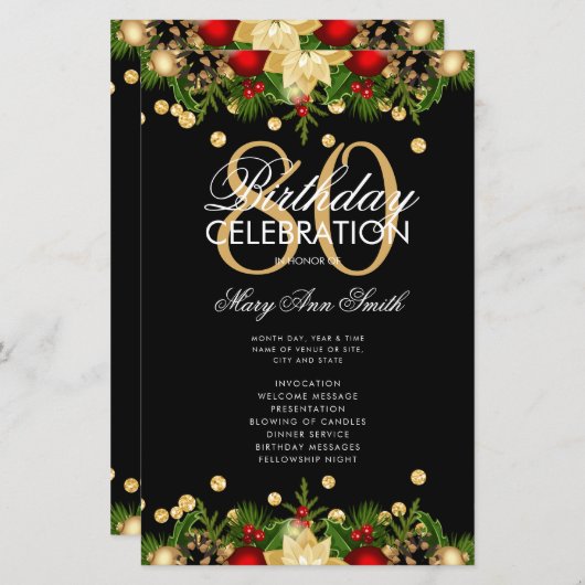 Vakantie 80e verjaardag Party Programma Goud w / M (Voorkant / Achterkant)