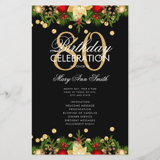 Vakantie 80e verjaardag Party Programma Goud w / M (Voorkant)