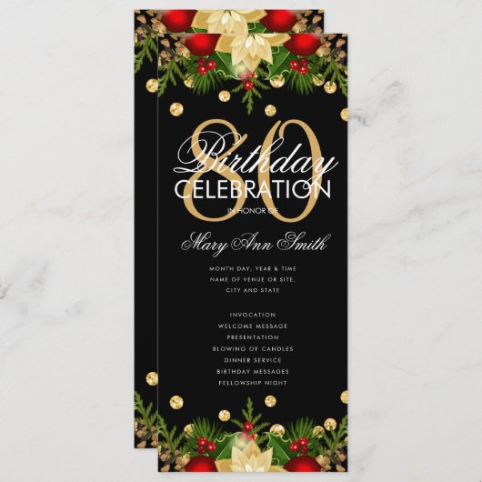 Vakantie 80e verjaardag Party Programma Goud w / M (Voorkant / Achterkant)