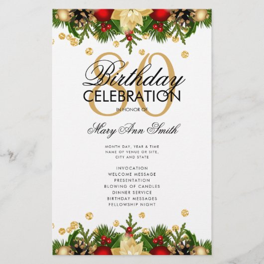 Vakantie 80e verjaardag Party Programma Goud w / M Flyer (Voorkant)