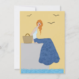Vakantie aan de Rand van de Zee Fashion Art Card Feestdagenkaart