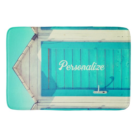 Vakantie aan het strand cabana turquoise wit badmat (Voorkant)