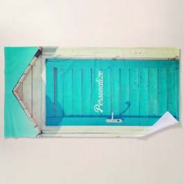 Vakantie aan het strand cabana turquoise wit strandlaken