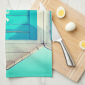 Vakantie aan het strand cabana turquoise wit theedoek (Quarter Fold)