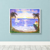 Vakantie aan het strand canvas afdruk (Insitu (Houten vloer))