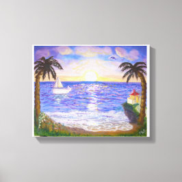 Vakantie aan het strand canvas afdruk