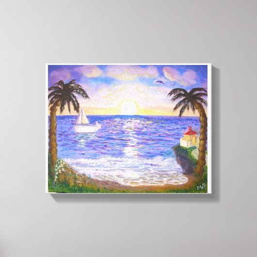 Vakantie aan het strand canvas afdruk (Voorkant)