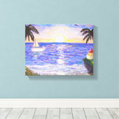 Vakantie aan het strand canvas afdruk (Insitu (Houten vloer))