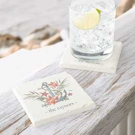 Vakantie aan zee Gepersonaliseerde familienaam Stenen Onderzetter