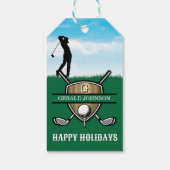 Vakantie Aangepast Golf Monogram Ontwerp Cadeaulabel (Achterkant)