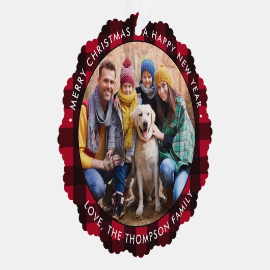 Vakantie aangepaste foto boerderij rode buffel ger ornament kaart (Rechts)