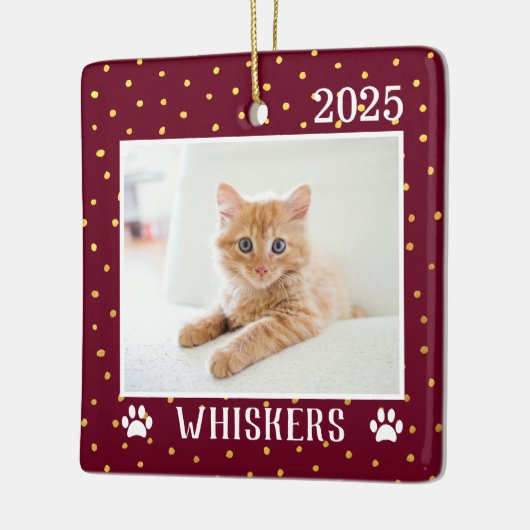 Vakantie aangepaste kattennaam bevestigen Jaar Afd Keramisch Ornament (Links)