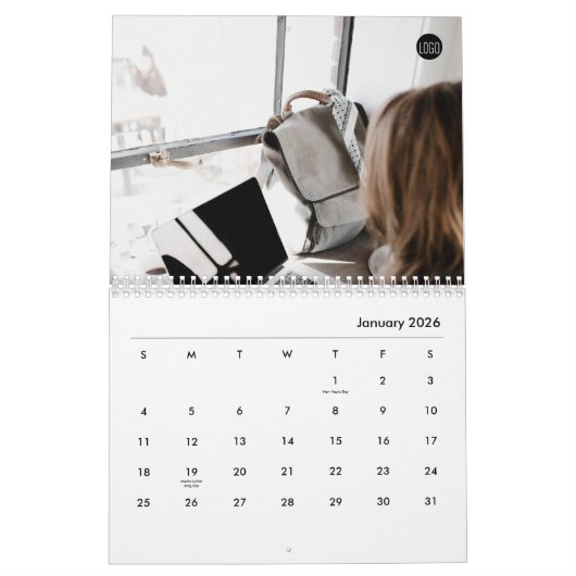 Vakantie Aangepaste zakelijke logo Kalender (Jan 2026)