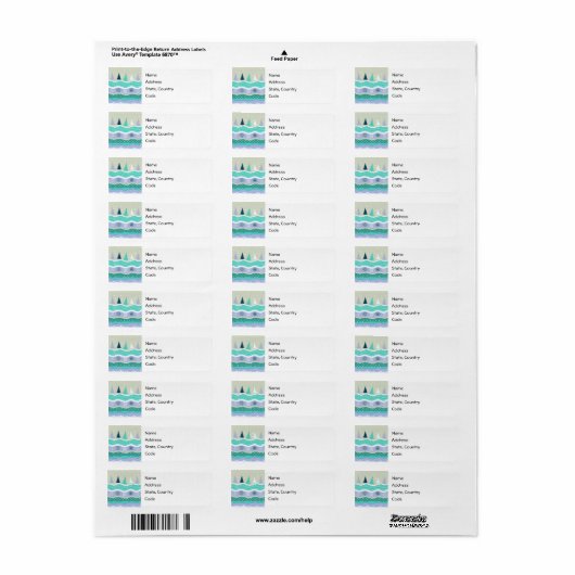 Vakantie Adresetiketten Fir Trees Snowflakes Etiket (Full Sheet)