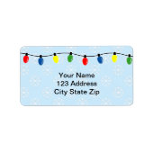 Vakantie-adresetiketten met kerstverlichting etiket (Voorkant)