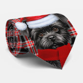 Vakantie Affenpinscher Hond Red Plaid Kerstmis Stropdas (Opgerold)
