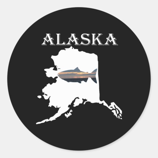 Vakantie Alaska Zalm Vis Alaska Vist Ronde Sticker (Voorkant)