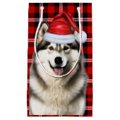 Vakantie Alaskan Malamute Dog Fun Plaid Kerstmis Klein Cadeauzakje (Voorkant)