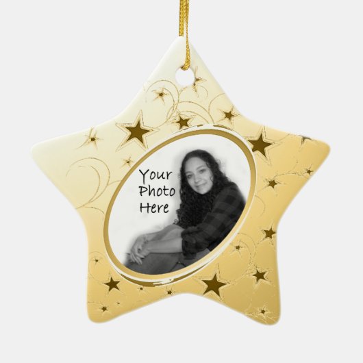 Vakantie All Star Foto / Goud Keramisch Ornament (Achterkant)