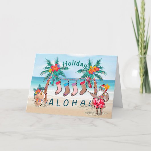 Vakantie Aloha kerstkaart Bedankkaart (Voorkant)