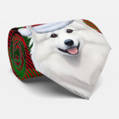 Vakantie Amerikaanse Eskimo Dog Plaid Kerstmis Stropdas (Opgerold)