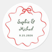 Vakantie Amour | Geïllustreerde Franse strik bruil Ronde Sticker (Voorkant)