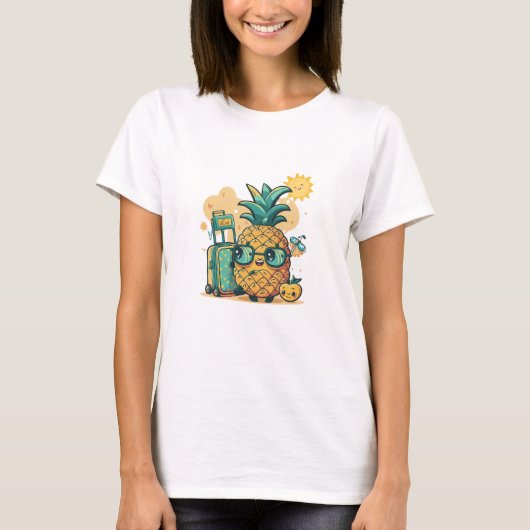 Vakantie Ananas – Schattige Reis Zomer T-shirt (Voorkant)