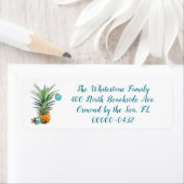 Vakantie Ananas Vier Lijnen Retouradres Label (Insitu)